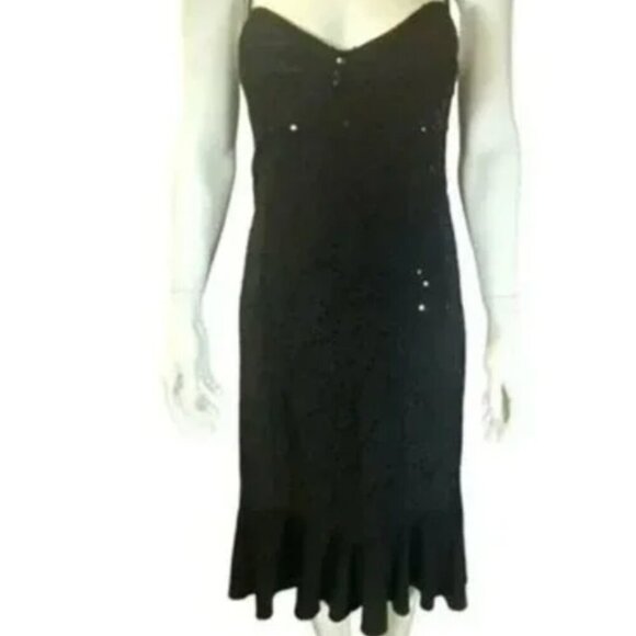 Betsey Johnson Dresses & Skirts - Betsey Johnson Vintage Black Sequin‎ Halter Dress Whimsigoth Medium MIdi